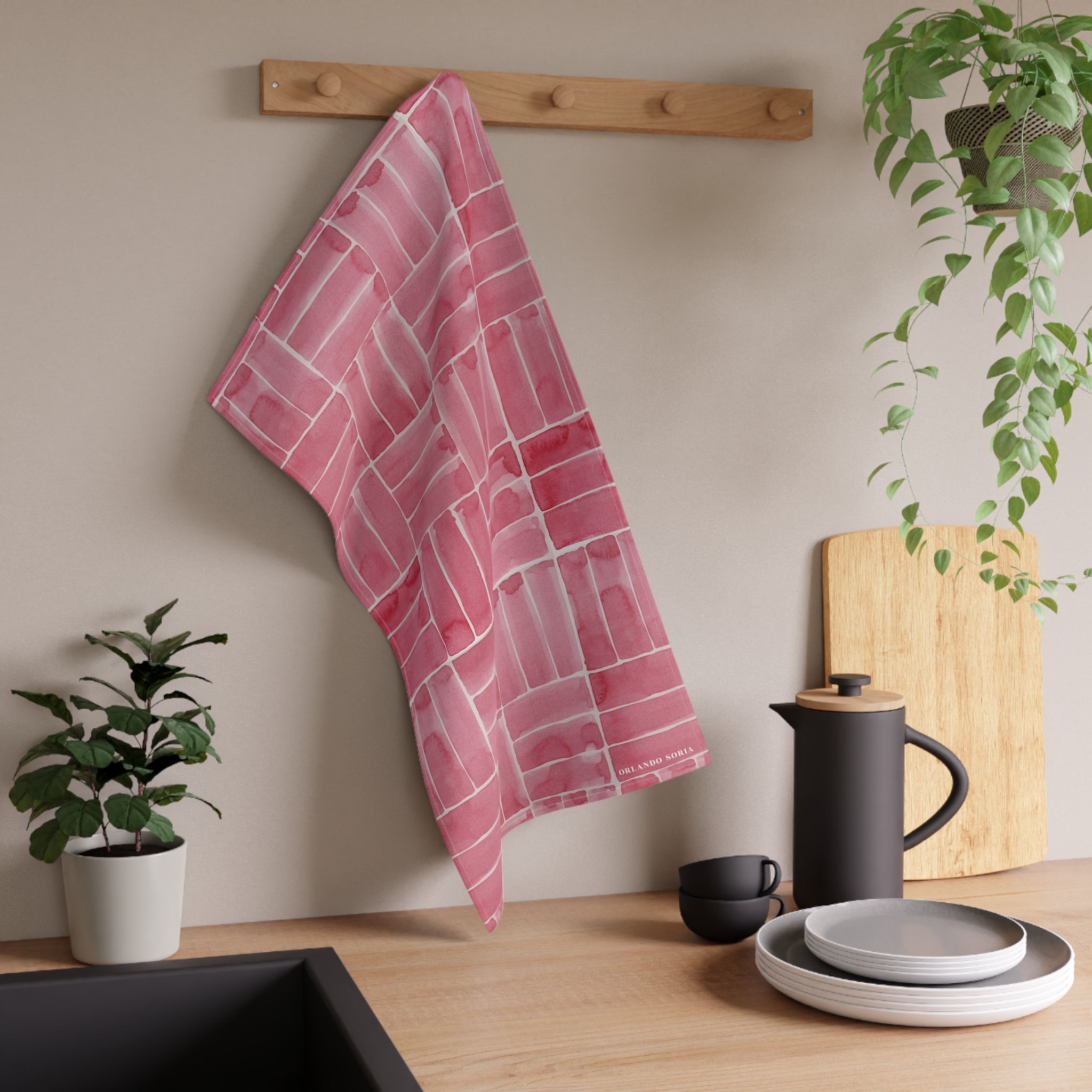Weave Tea Towel, Berry