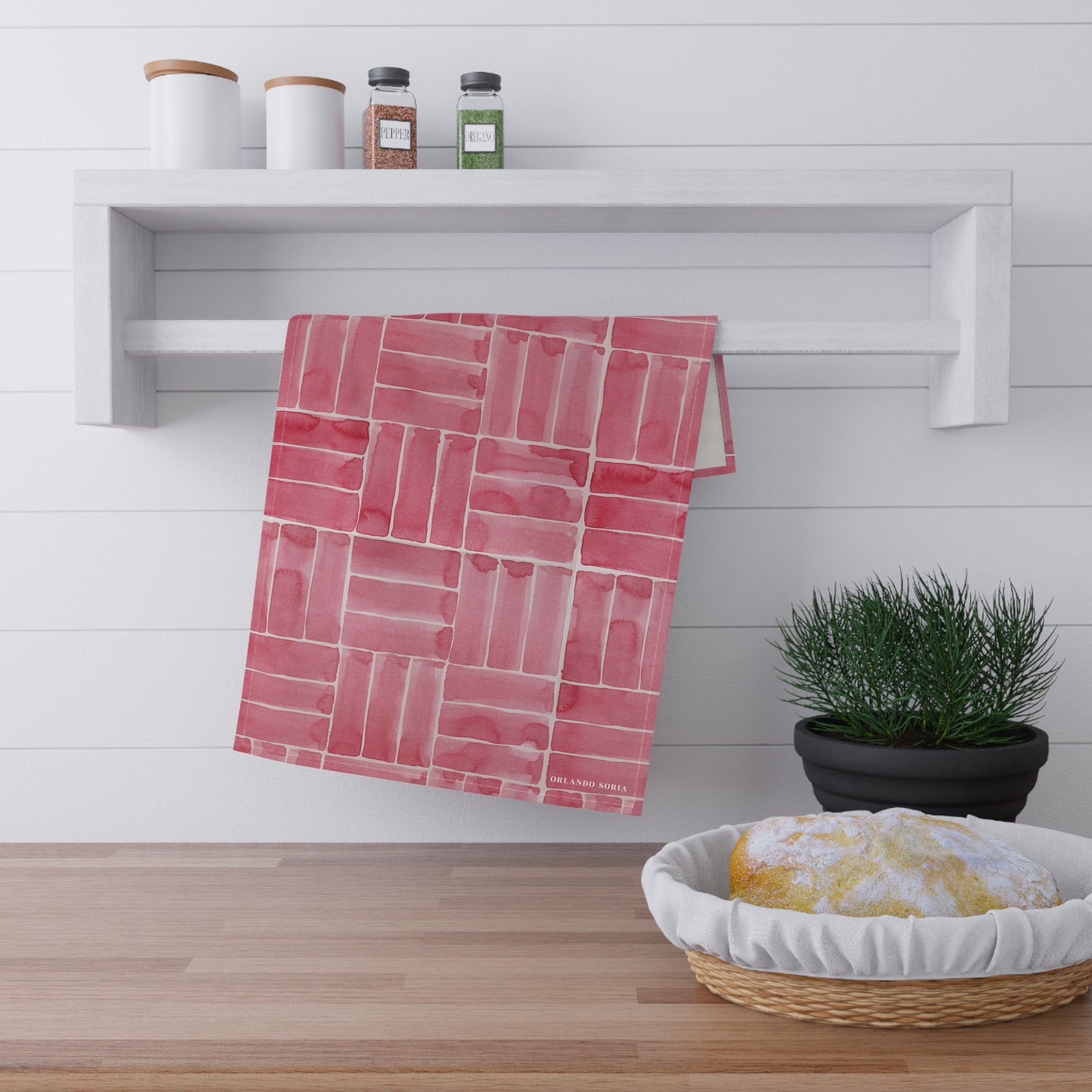 Weave Tea Towel, Berry